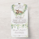 Oh Boy Adventure Woodland Greenery赤ちゃんシャワー オールインワン招待状 (内側)