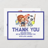 Oh Boy ALL STAR SPORT Baby Shower サンキューカード (正面/裏面)