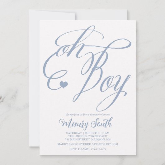 OH BOY BABYシャワー 招待状 (正面)