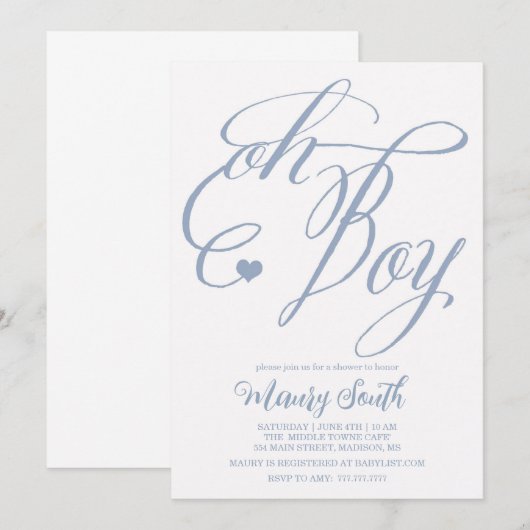 OH BOY BABYシャワー 招待状 (正面/裏面)