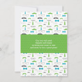 Oh Boy Baby Shower招待状，青，緑 招待状 (裏面)