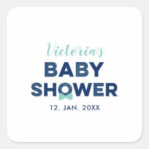 Oh Boy Baby Shower パーティーの好意ありがとうステッカー スクエアシール