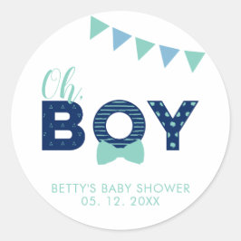 Oh Boy Baby Shower |パーティーの好意ありがとうステッカー ラウンドシール