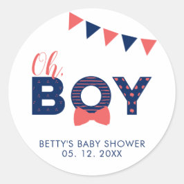 Oh Boy Baby Shower |パーティーの好意ありがとうステッカー ラウンドシール