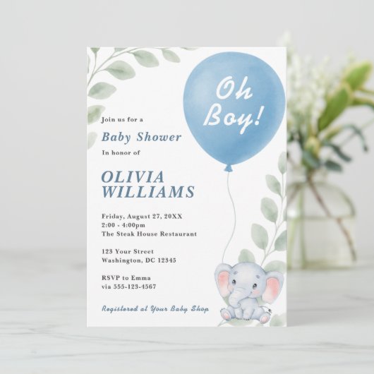 Oh Boy Baby Shower 招待状 (スタンド正面)