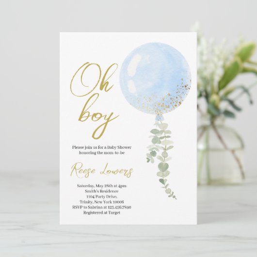 Oh Boy Baby Shower 招待状 (スタンド正面)