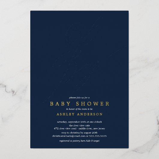 Oh Boy Baby Shower 箔招待状 (正面)