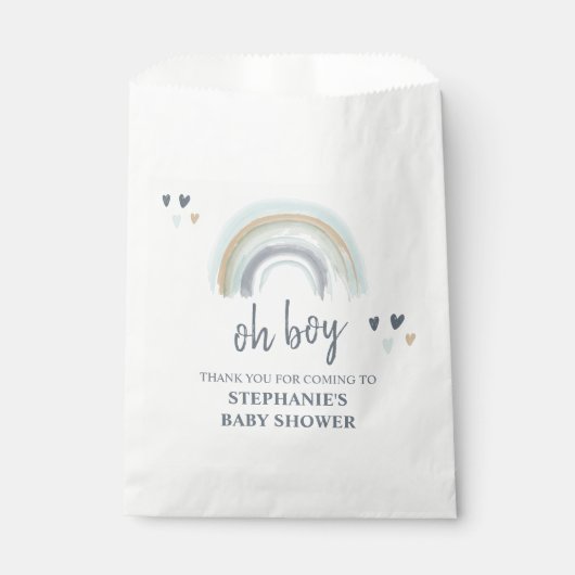 Oh Boy Baby Shower Blue Boho Rainbow Thank You フェイバーバッグ (正面)