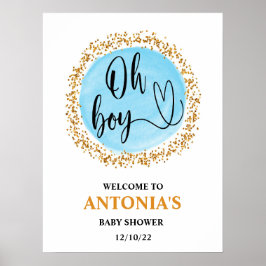Oh Boy Baby Shower Blue Welcome ポスター