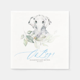 Oh Boy Baby Shower Elephant Greenery スタンダードカクテルナプキン