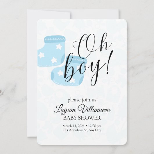 "Oh Boy" Baby Shower Invitation  招待状 (正面)