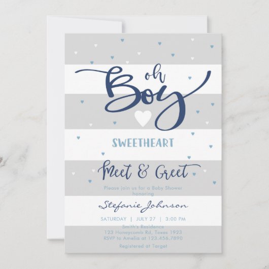 Oh Boy Baby Shower Invitation 招待状 (正面)