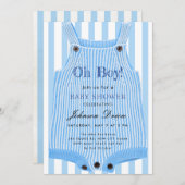 Oh Boy Baby Shower Invitation | Blue Watercolor 招待状 (正面/裏面)