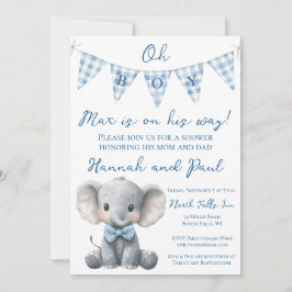 Oh Boy Baby Shower Invitation with Book Request 招待状