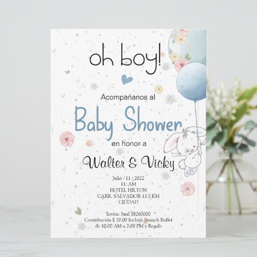 Oh boy! baby shower lindo conejito 招待状 (スタンド正面)