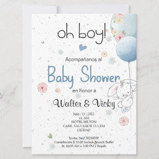 Oh boy! baby shower lindo conejito 招待状