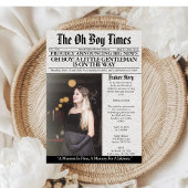 Oh Boy Baby Shower Newspaper Unique Fun Photo 招待状