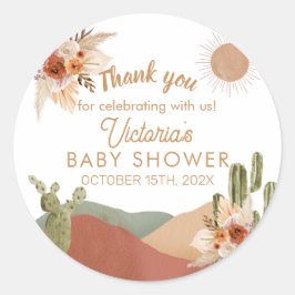 Oh Boy Baby Shower Roundステッカー | ボホ南西 ラウンドシール