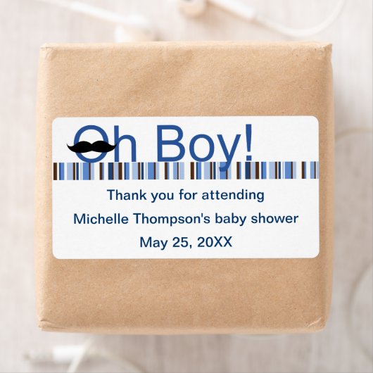 Oh Boy Baby Shower Water Bottle ラベル (インサイチュ)