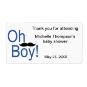 Oh Boy Baby Shower Water Bottle and Favorites ラベル (正面)