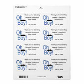 Oh Boy Baby Shower Water Bottle and Favorites ラベル (フルシート)