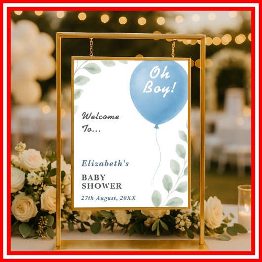 Oh Boy Baby Shower | Welcome Sign ポスター