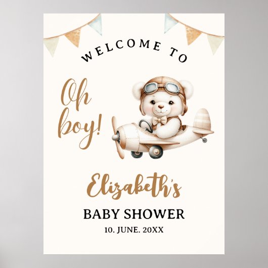 Oh boy , Baby Shower with Bear theme ポスター (正面)