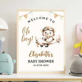 Oh boy , Baby Shower with Bear theme ポスター