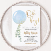 Oh Boy Balloon Baby Shower 招待状