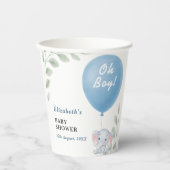 Oh Boy Balloon Elephant Eucalyptus Baby Shower 紙コップ (正面)