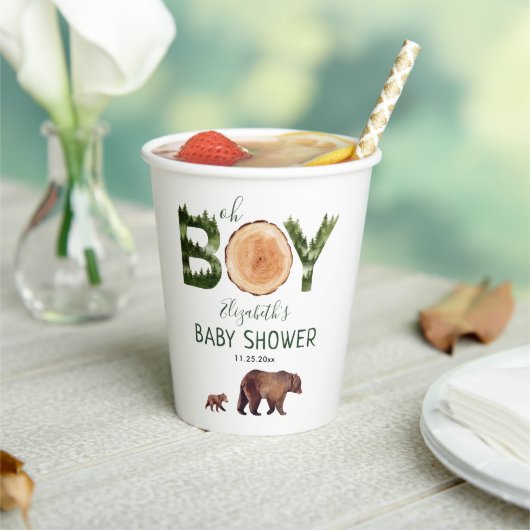 Oh Boy Bear Baby Shower 紙コップ (インサイチュ)