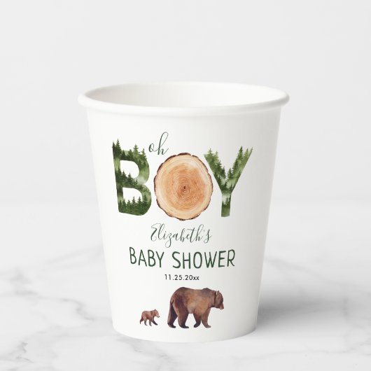 Oh Boy Bear Baby Shower 紙コップ (正面)