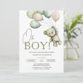 Oh Boy Bear Balloon Baby Shower 招待状 (スタンド正面)