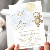 Oh Boy Bear Balloon Baby Shower 招待状