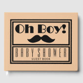 Oh Boy Black Mustache Baby Shower ゲストブック (正面)