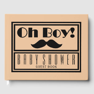 Oh Boy Black Mustache Baby Shower ゲストブック