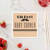 Oh Boy Black Mustache Baby Shower スタンダードカクテルナプキン (インサイチュ)