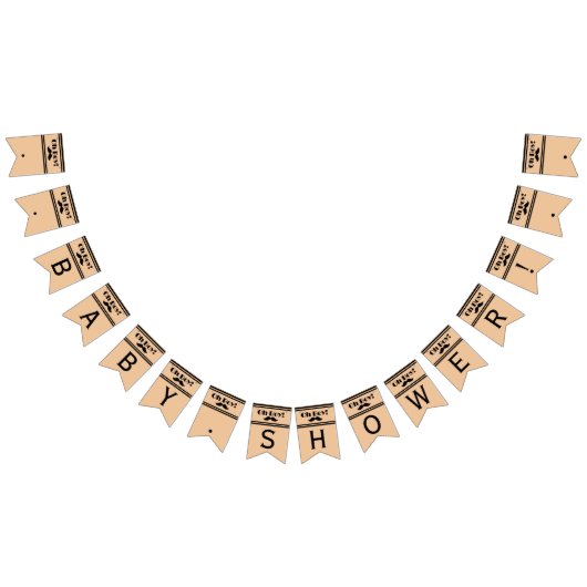 Oh Boy Black Mustache Baby Shower バンティングフラッグ (全)