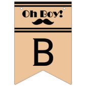 Oh Boy Black Mustache Baby Shower バンティングフラッグ (第3の旗)