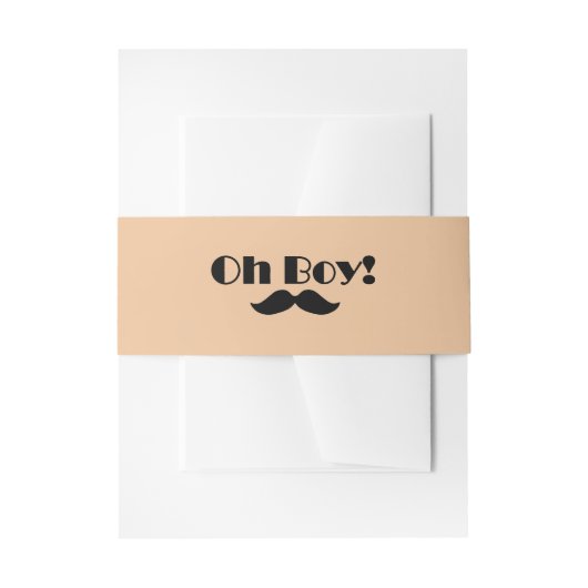 Oh Boy Black Mustache Baby Shower 招待状ベリーバンド (正面例)