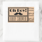 Oh Boy Black Mustache Baby Shower 長方形シール (バッグ)