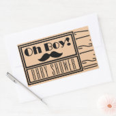 Oh Boy Black Mustache Baby Shower 長方形シール (封筒)