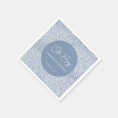 Oh Boy Blue and White Baby Showerフローラルパターン スタンダードカクテルナプキン (角)
