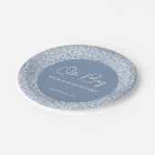 Oh Boy Blue and White Floral Pattern赤ちゃんシャワー ペーパープレート (アングル)