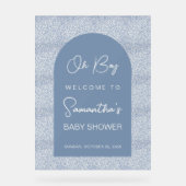 Oh Boy Blue Arch and Pattern Baby Shower Welcome アクリルサイン (正面)