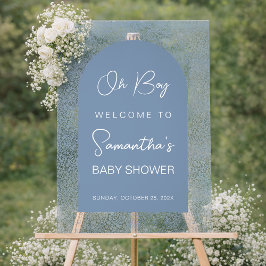 Oh Boy Blue Arch and Pattern Baby Shower Welcome アクリルサイン