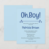 Oh Boy Blue Baby Shower  Invitation (正面/裏面)