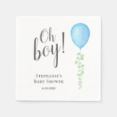 Oh Boy Blue Balloon Boy Baby Shower スタンダードカクテルナプキン (正面)