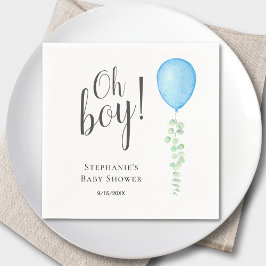 Oh Boy Blue Balloon Boy Baby Shower スタンダードカクテルナプキン
