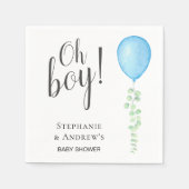 Oh Boy Blue Balloon Couple's Baby Shower  スタンダードカクテルナプキン (正面)